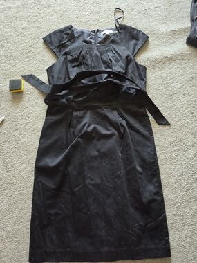 Calvin Klein Black Pleated Bodice Midi Dress Size 10